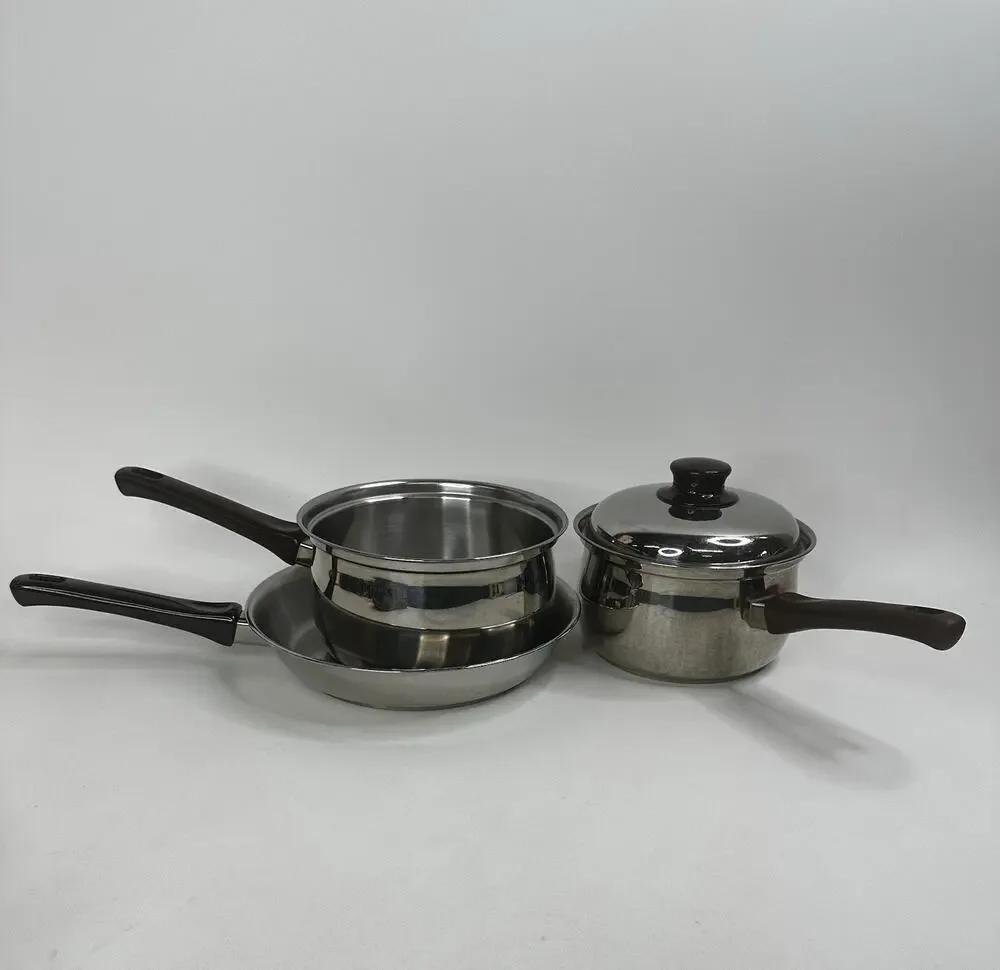 Vintage Sears Range Craft 541-5055 Made In Belgium Sauce Pot Frying Pan Set